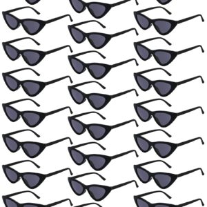 Kanayu 24 Pairs Retro Cat Eye Sunglasses for Women Vintage Sunglasses Trendy Goggles Plastic Frame Sunglasses for Party (Black)