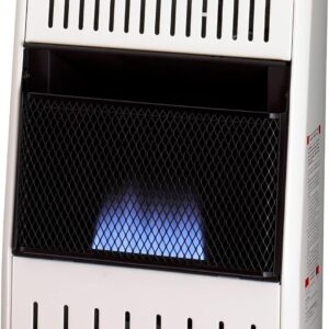 ProCom ML100TBA-B Ventless Propane Gas Blue Flame Space Heater with Thermostat Control for Home and Office Use, 10000 BTU, Heats Up to 500 Sq. Ft., Includes Wall Mount and Base Feet, White