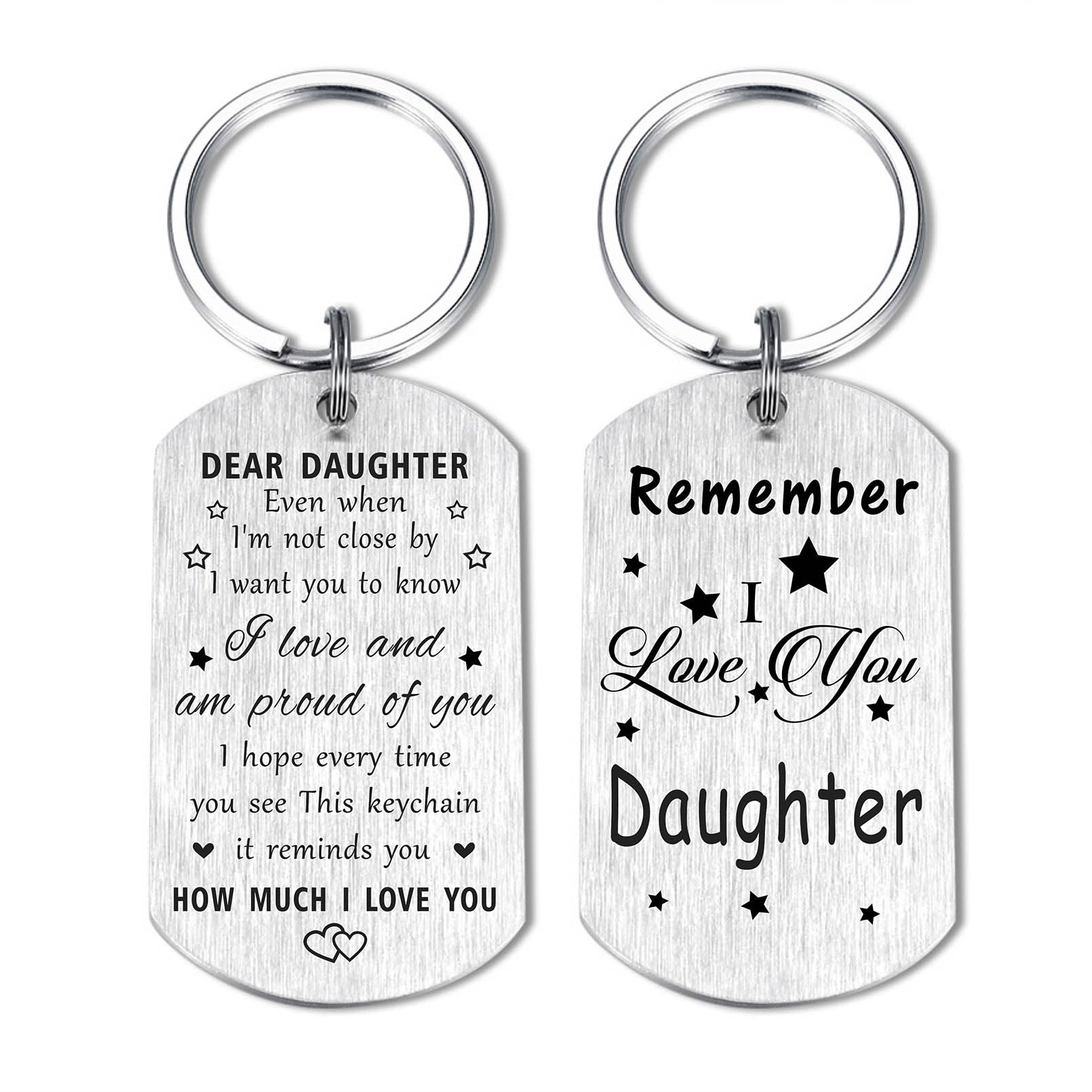 Resdink Daughter Keychain Gifts - to My Dear Daughter, I Love You Daughter Birthday Key Chain, Best Graduation Gifts for Our Daughter Proud of Daughter Teen Girl, Christmas Gifts for Adult Daughter