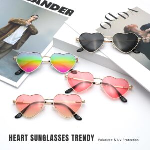 Eiuizah Polarized Heart Sunglasses for Women Men - Cute Trendy Sun Glasses Metal Frame UV400 Protection Lens