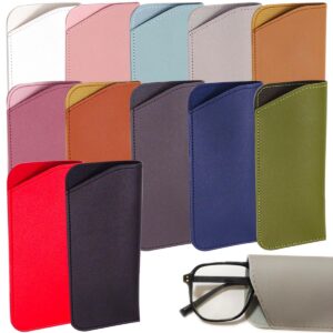 addlotlot 12 pcs soft sunglasses cases leather sunglasses pouch slim glasses case multicolor portable glasses case, travel sunglasses case for men women kids storing all kinds of glasses