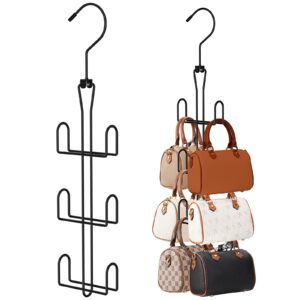 ulimart purse hanger 2 pack,purse organizer for closet,rotatable metal bag organizer,purse holder for handbags,belts,scarves,tote,baseball hats,backpacks(black)