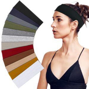 sefiinh headbands for women sweat headband yoga elastic head bands women's hair band workout hairbands accessories 12 pack