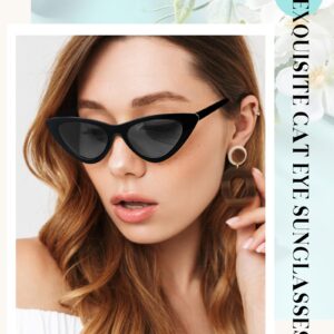 Kanayu 24 Pairs Retro Cat Eye Sunglasses for Women Vintage Sunglasses Trendy Goggles Plastic Frame Sunglasses for Party (Black)