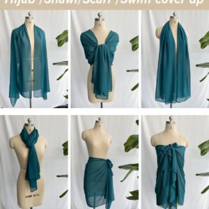 BEAUZSUZSANA Women Chiffon Shawls and Wraps for Evening Dresses Wedding Party Travel Scarves Pashmina Bikini Cover Up (Sage Green)