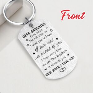 Resdink Daughter Keychain Gifts - to My Dear Daughter, I Love You Daughter Birthday Key Chain, Best Graduation Gifts for Our Daughter Proud of Daughter Teen Girl, Christmas Gifts for Adult Daughter