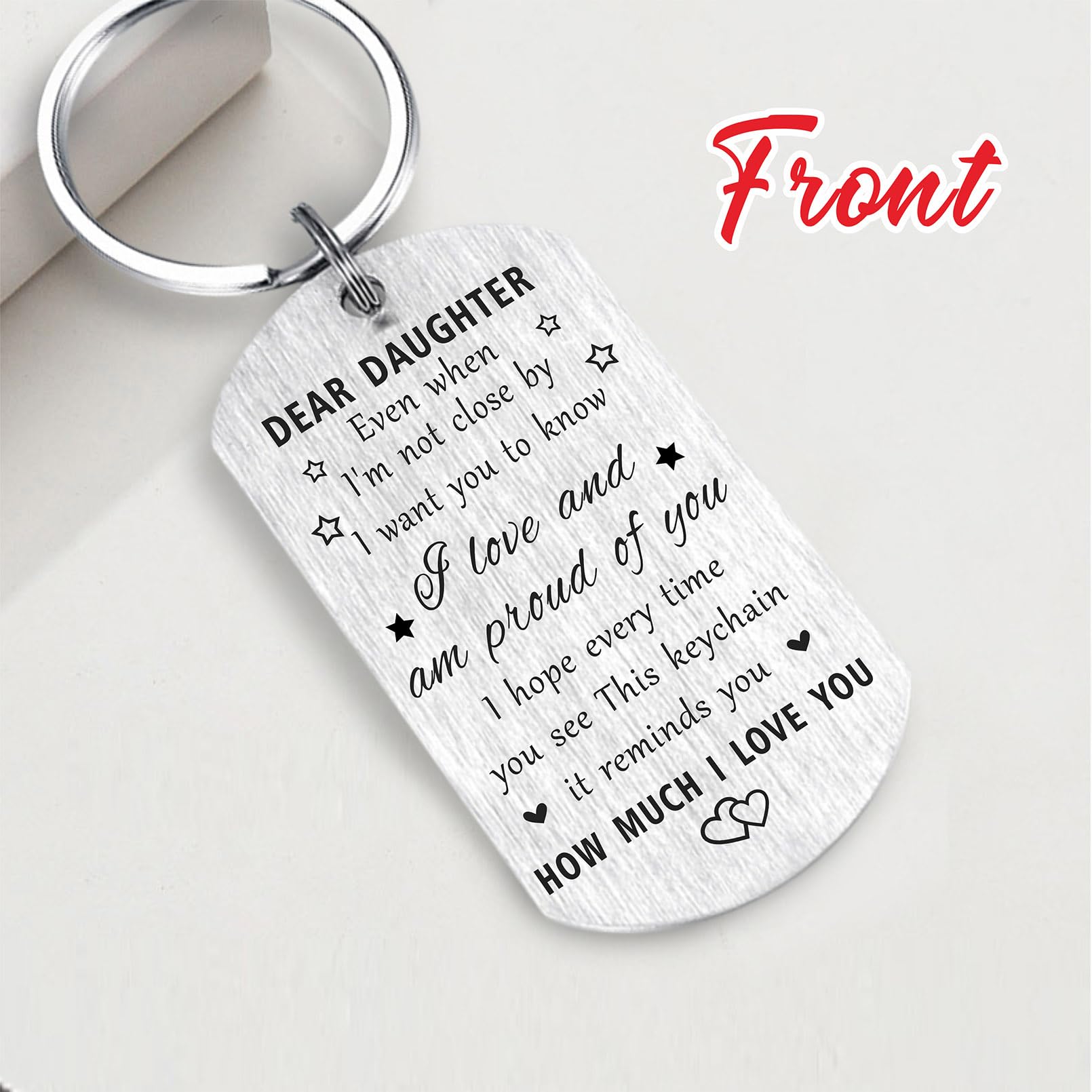 Resdink Daughter Keychain Gifts - to My Dear Daughter, I Love You Daughter Birthday Key Chain, Best Graduation Gifts for Our Daughter Proud of Daughter Teen Girl, Christmas Gifts for Adult Daughter