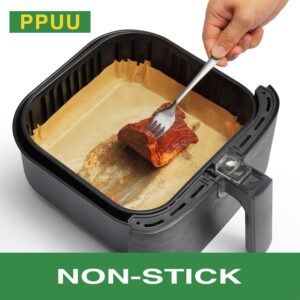 PPUU Air Fryer Liners Disposable, 8 inch Air Fryer Parchment Paper Compatible with COSORI/InstantPot 5-8 QT Air Fryer Oil-Resistant, Resistant to 428°F, Clean in One Second, Reinforced, 125pcs