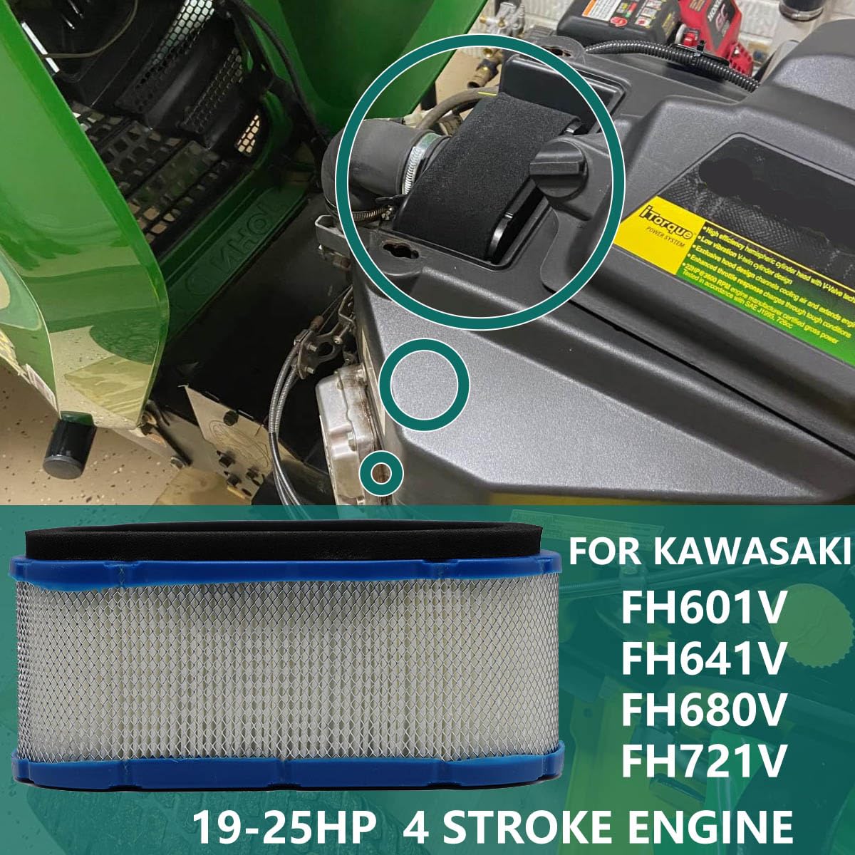 Air Filter Pre Filter for John Deere 647 657 667 717A 727A Z Trak Mowers GT245 GX255 GX335 335 Lawn Tractors Kawasaki FH601V-FH721V 19 thru 25 HP Vertical Shaft Engines