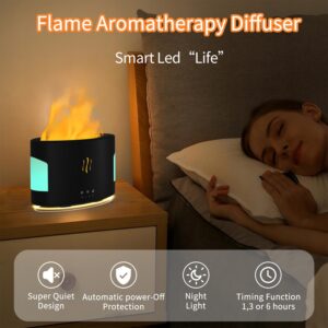 DEPULAT Flame Aroma Diffuser, 450ml Flame Fire Diffuser Humidifier, 7 Colors Changing Oil Diffuser, Aromatherapy Essential Oil Diffuser Humidifier with Remote Control for Large Room, Bedroom, Office