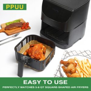 PPUU Air Fryer Liners Disposable, 8 inch Air Fryer Parchment Paper Compatible with COSORI/InstantPot 5-8 QT Air Fryer Oil-Resistant, Resistant to 428°F, Clean in One Second, Reinforced, 125pcs