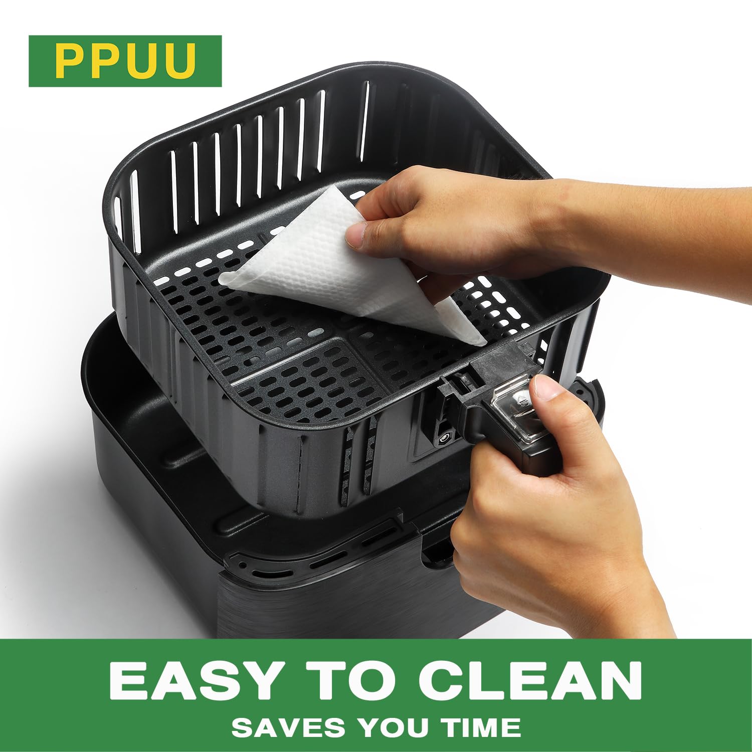 PPUU Air Fryer Liners Disposable, 8 inch Air Fryer Parchment Paper Compatible with COSORI/InstantPot 5-8 QT Air Fryer Oil-Resistant, Resistant to 428°F, Clean in One Second, Reinforced, 125pcs