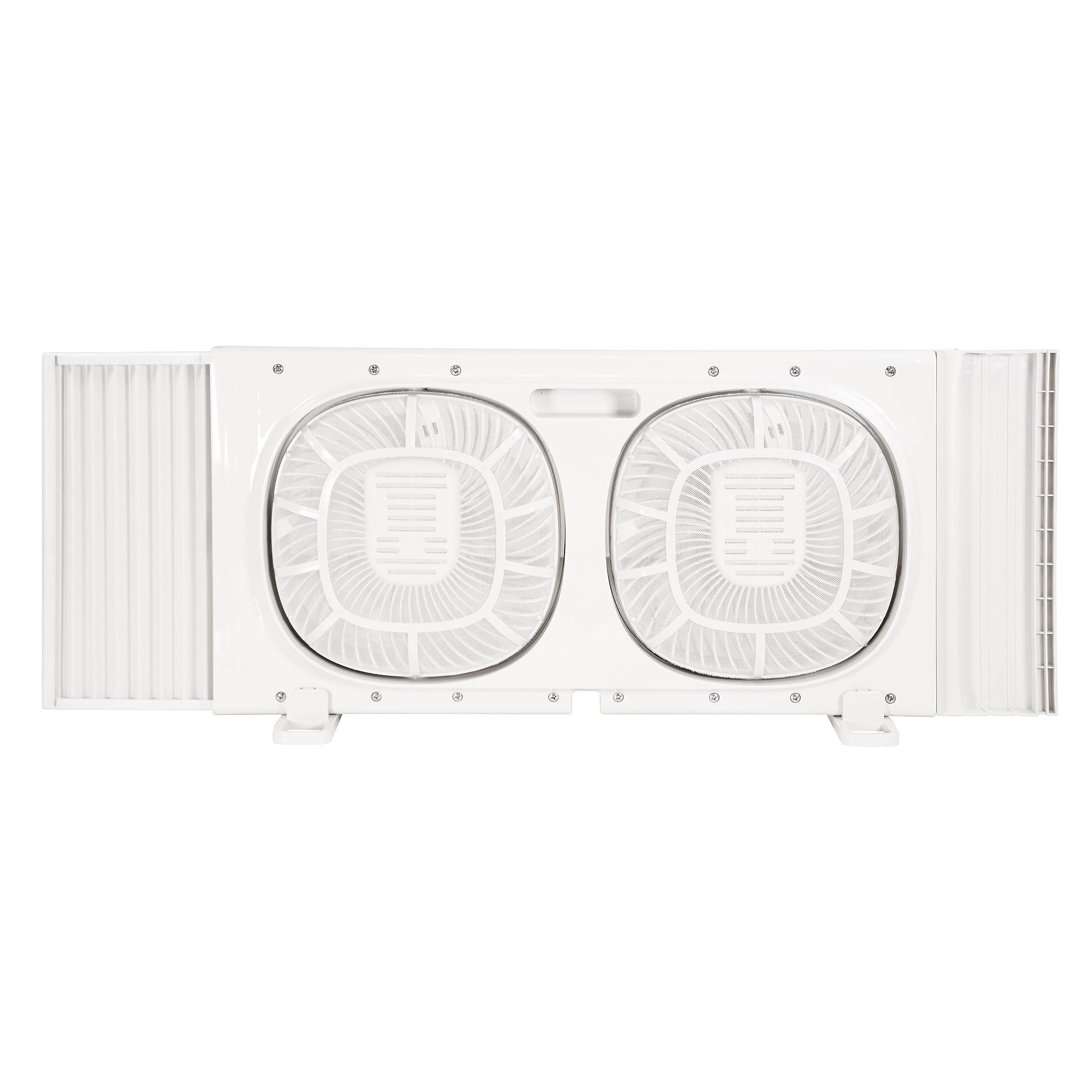 Comfort Zone Living Comfort Twin Window Fan with Individually 180 Degree Rotating Fan Heads, 9 inch, 2 Speed, Plastic Removable Bug Screen, Ideal for Home, Kitchen, Bedroom, & Office, LC329WT