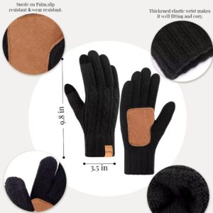 Women's Winter Hat, Glove & Scarf Set - Fleece Lined Beanie with Pom Pom, Touchscreen Gloves, Knit Scarf Neck Warmer