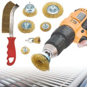 GrillBit BBQ Drill Brush for Grill Cleaning. Drill Cleaning BBQ Wire Brush. 7 Piece Set. Clean & Restore Your Grill Fast & Easy. Brass Coated Wire Brushes. Super Effective. Not Plastic. Not Meltable.