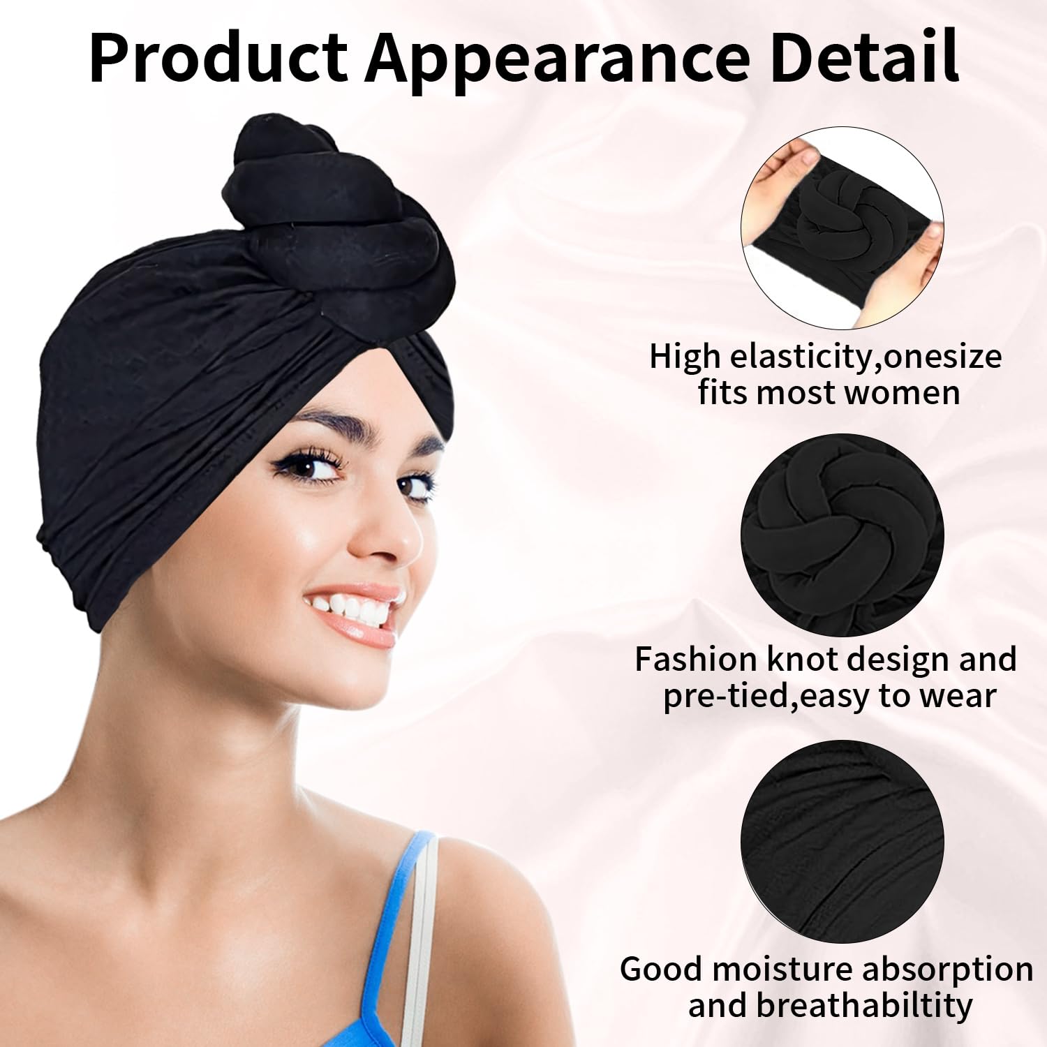 LVBGQVL Women Turbans and Head Wraps, Women African Turban Flower Knot Pre-Tied Bonnet Beanie Cap Headwrap