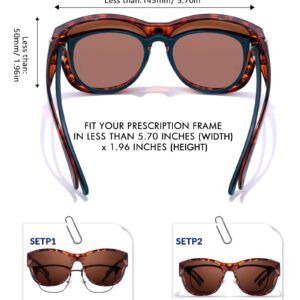 Xfeel Trendy Sunglasses Over Glasses Women, Oversized Sun Glasses Women with UV Protection Over Prescription Eyeglasses