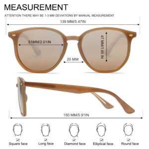 VANLINKER Hexagonal Octagon Trendy Sunglasses for women Light Brown Beige