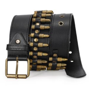 SANSTHS Rivet Belts for Women Men Black Studded Gothic Belt Punk Belt with Metel Buckle for Jeans Hip Hop, Black S