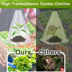 【12 Pieces】 Garden Cloches for Plants, Plant Covers Plant Protectors Transparent Bell Jar Cloches to Protect Plants from Birds, Slugs, Frost, Freeze Weather, 7.8" D x 9.4" H, Transparent