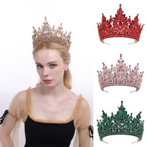 Red Crowns for Women Large Crystal Tiaras Tall Pageant Crowns Rhinestone Royal Queen Headband Princess Quince Headpieces for Wedding Birthday Prom Costume Cosplay Celebration