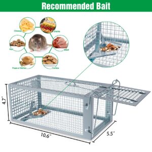 2 Packs Humane Rat Trap Outdoor, Wanqueen Humane Mouse Traps Indoor, Small Rodent Chipmunk Squirrel Trap and Other Live Animal Cage Catch and Release