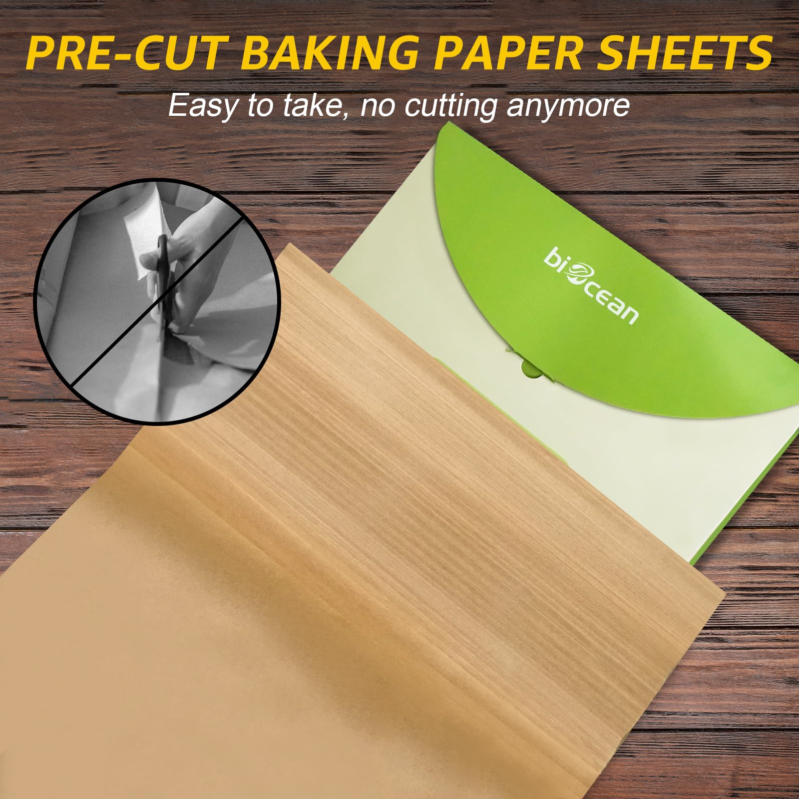 BIOCEAN 200Pcs 12x16In Unbleached Parchment Paper Sheets Precut Heavy Duty Flat Kitchen Baking Supplies Paper Non-Stick,Non-Toxic Cooking Paper for Air Fryer, Steaming, Oven Make Cup Cake Bread Cookie