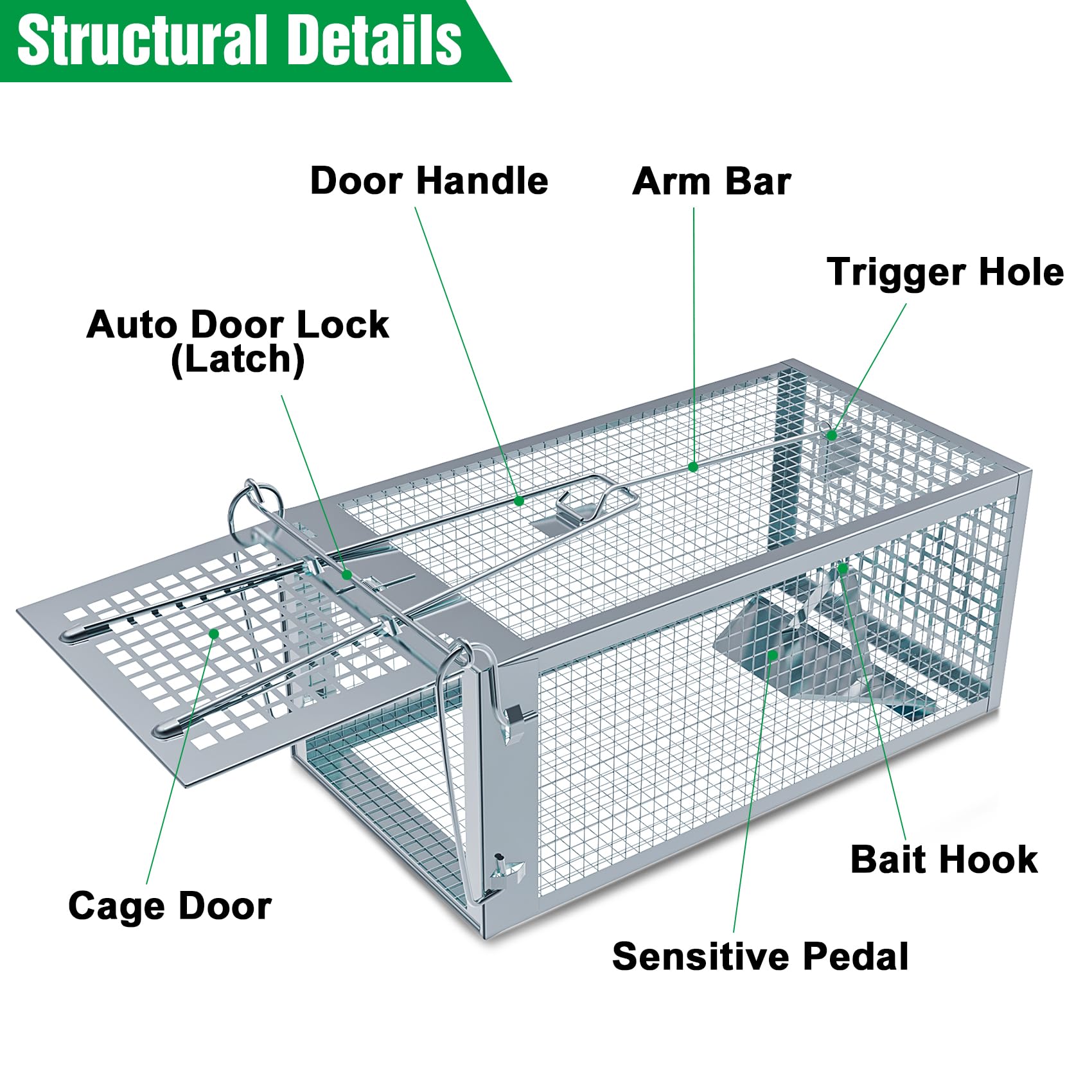 2 Packs Humane Rat Trap Outdoor, Wanqueen Humane Mouse Traps Indoor, Small Rodent Chipmunk Squirrel Trap and Other Live Animal Cage Catch and Release