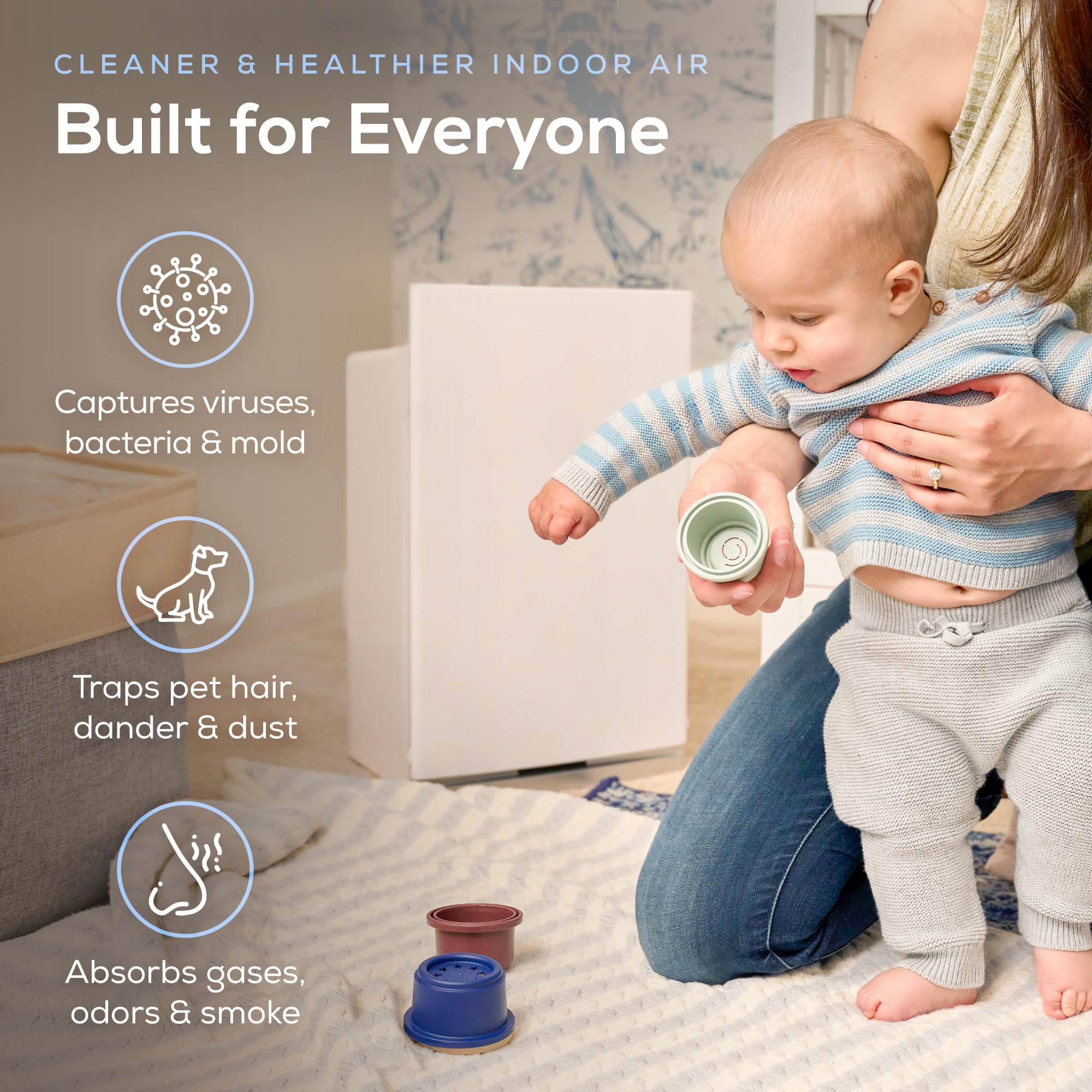 Intellipure Compact Air Purifier for Home, Allergies, Airborne & Wildfire Smoke, Dust, Mold, Pet Dander, Pollen, Meets or Exceeds the HEPA Standard with up to 99.99% Removal of Airborne Particles