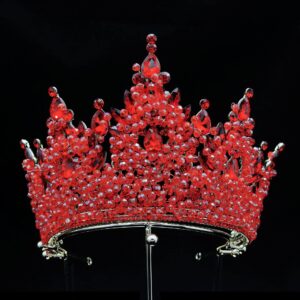 Red Crowns for Women Large Crystal Tiaras Tall Pageant Crowns Rhinestone Royal Queen Headband Princess Quince Headpieces for Wedding Birthday Prom Costume Cosplay Celebration