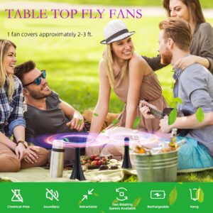 MASUCVE Fly Fans for Tables Rechargeable, Fly Fans for Outdoor Tables, 1800mah Large Capacity Fly Table Fans with Soft Blades, Food Fans, USB Table Top Fly Spinner Rechargeable, 4PCS