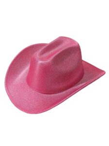 qwinee cowboy hat for adult wide brim plain western cowgirl hat costume boho country cowboy hat for women men hot pink one-size