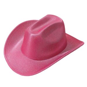 QWINEE Cowboy Hat for Adult Wide Brim Plain Western Cowgirl Hat Costume Boho Country Cowboy Hat for Women Men Hot Pink one-Size