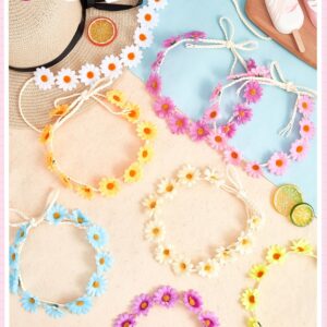 Kanayu 16 Pcs Adults Flower Sunglasses Daisy Flower Headbands Set, Round Flower Glasses Sunflower Hair Wreath Flower Crown (Classic Colors)