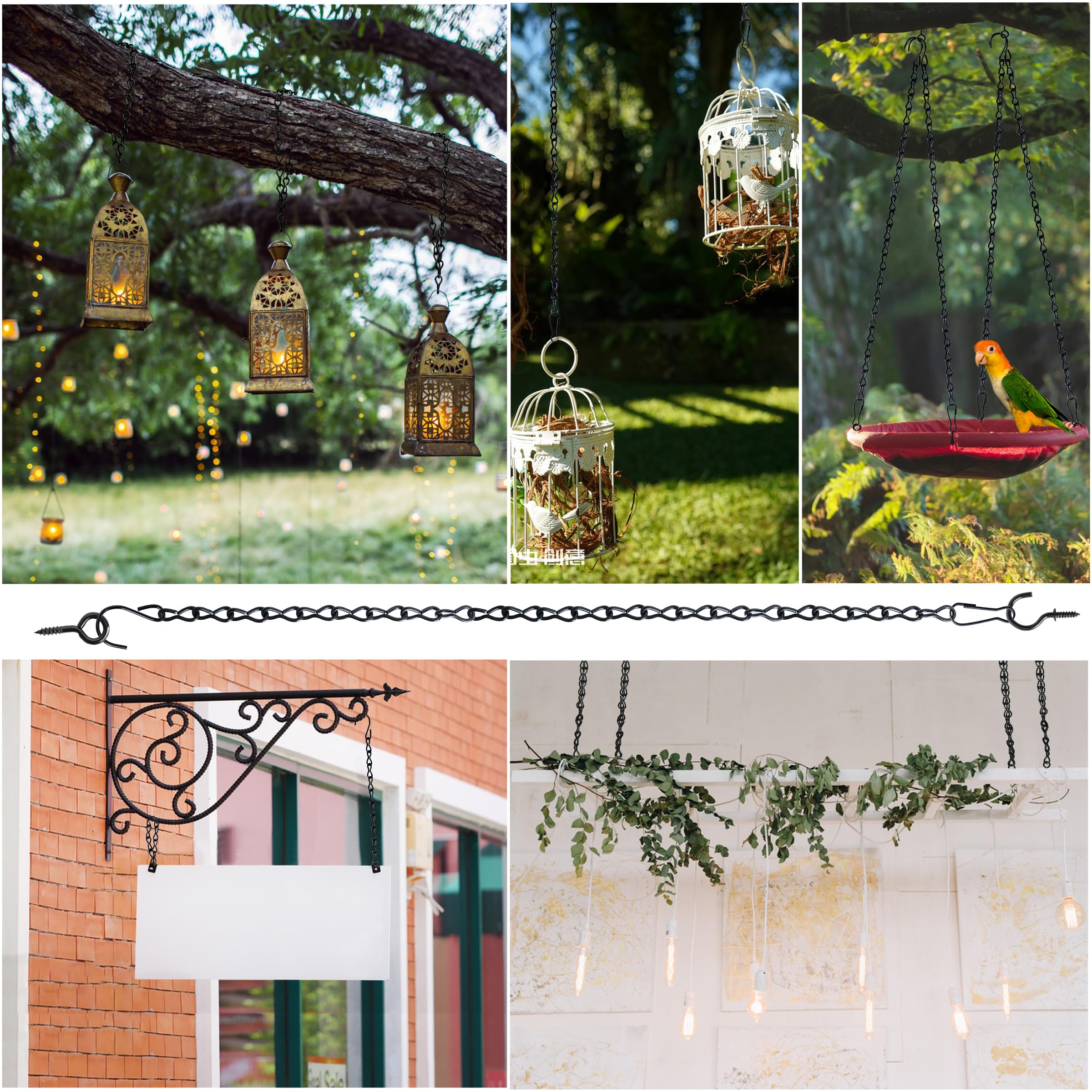 VRSS Hanging Chains for Hanging Planter Basket Bird Feeder Lanterns Ornaments Wind Chimes Billboards DIY Crafts (9.5 inch 6pcs)