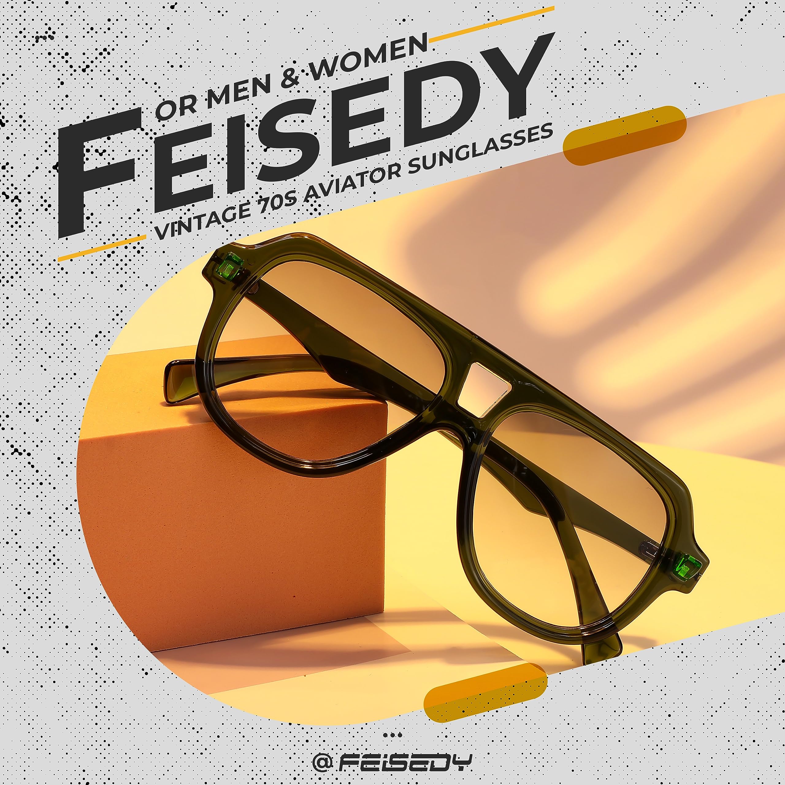 FEISEDY Vintage 70s Aviator Sunglasses Men Women Classic Retro Trendy Large Frame UV400 Sun Glasses B0030