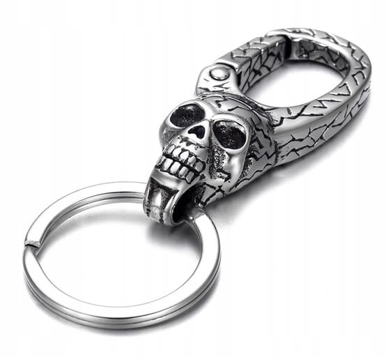 VALHALLA Viking Jewelry Skull Keychain Car Keychain Punk Biker Keychain Amulet for Men and Women...