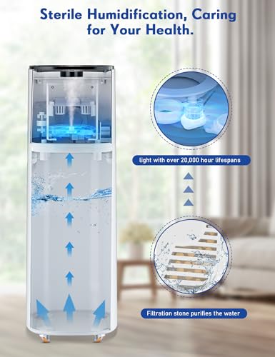 Honovos Humidifiers for Bedroom, 15L Wholehouse Humidifier for 2000 sq. ft, 600ml/h Cool Mist Humidifier for Large Room With Essential Oil Tray, Top Fill Floor Humidifier for Baby Yoga Plants