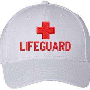 Lifeguard + Baseball Hat | Structured Life Guard Cross Beach Rescue Watch Pool Safety Duty Uniform Cap (White)