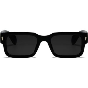 ZIMUSUN Square Frame Sunglasses for Women Men Trendy Chunky Rectangle Sun Glasses Black Shades(A1 Black/Grey)