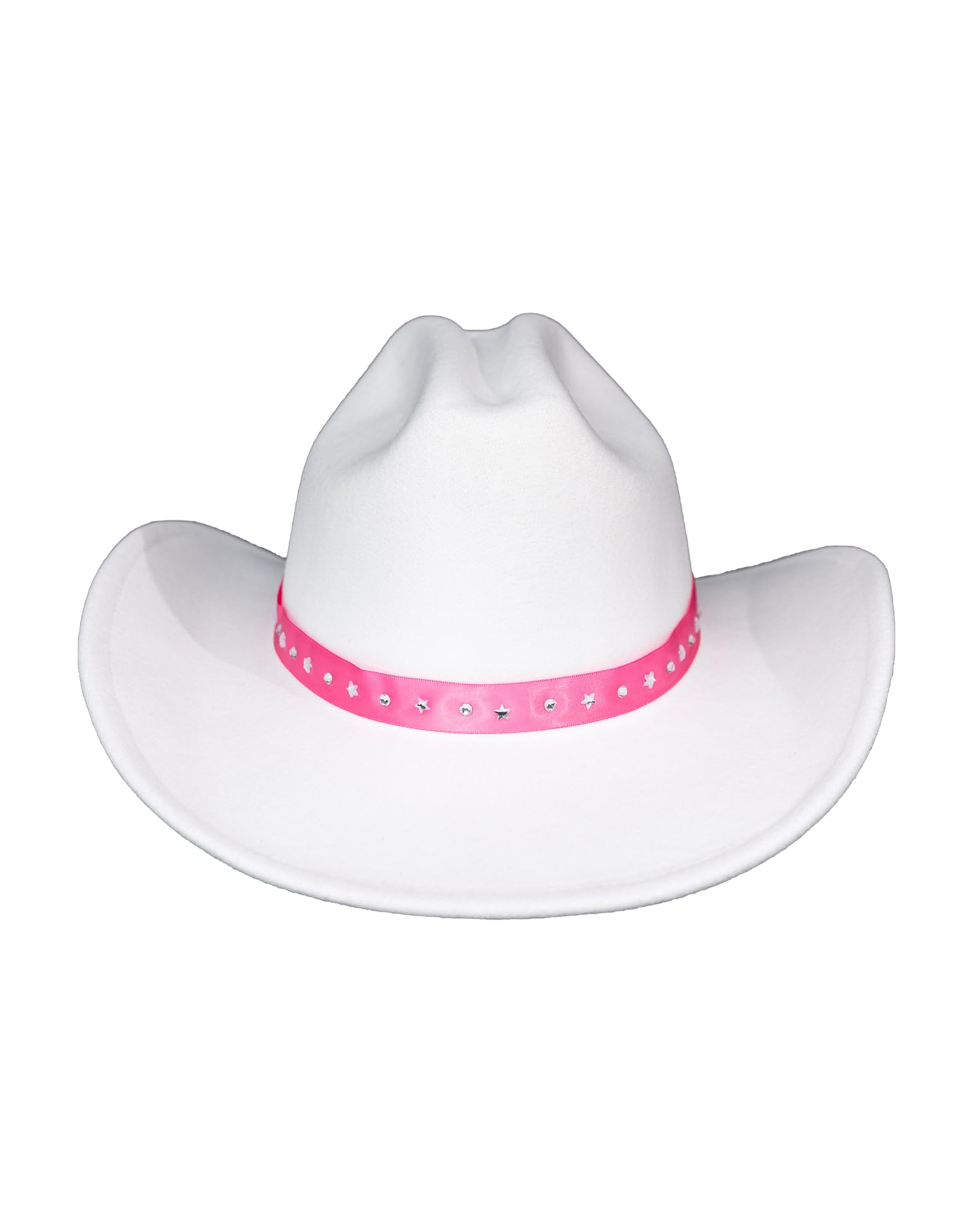 DAYONESHOP White Cowboy Hat Rhinestone Star Pink Cowgirl Hat Costume Accessories Party Favors Disco Women Men 2023