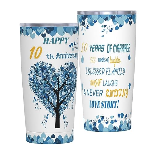 10 Year Anniversary Tumbler Gifts for Him,Gifts for Him 10th Anniversary-10th Wedding Anniversary Romantic Gifts for Couple/Parents,Best 10th Wedding Anniversary Tumbler for Husband (10th-anniversary)