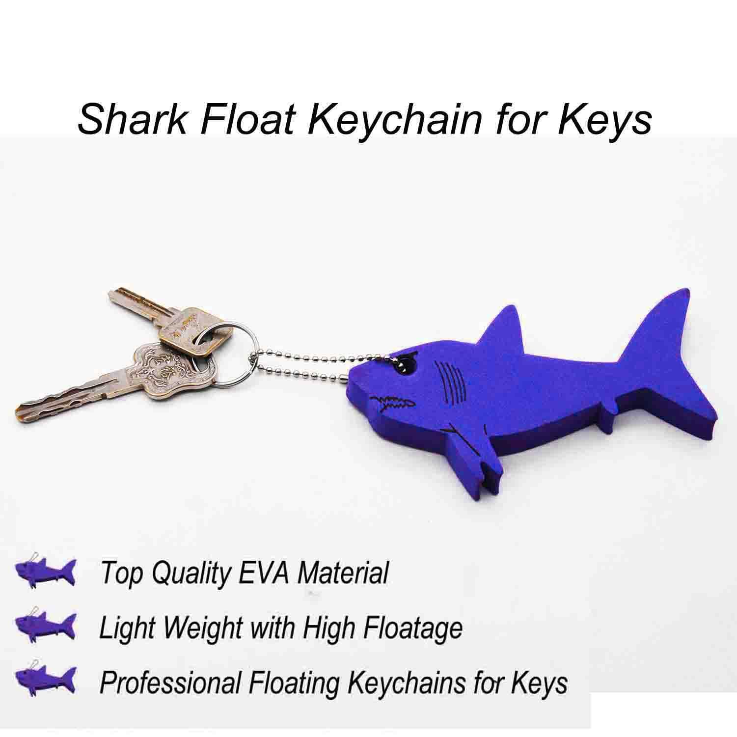 Liangery Floating Keychain for Boat Keys Marine Fishing Float Key Chain in Shark Style Floating Key Ring with Great Buoyance