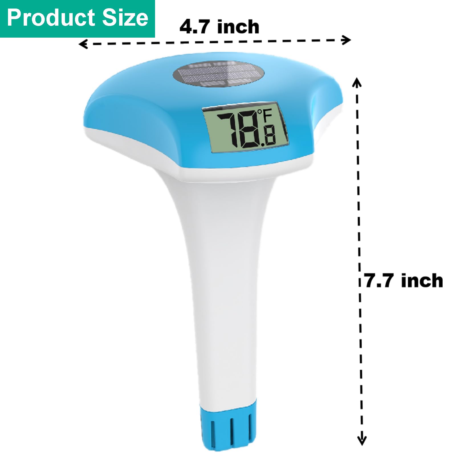 Hofun Digital Pool Thermometer Floating Easy Read, IPX-8 Waterproof, Solar Powered Digital Temperature Gauge for Swimming Pools, Spa, Hot Tubs, Aquarium