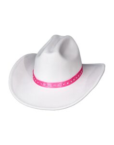 dayoneshop white cowboy hat rhinestone star pink cowgirl hat costume accessories party favors disco women men 2023