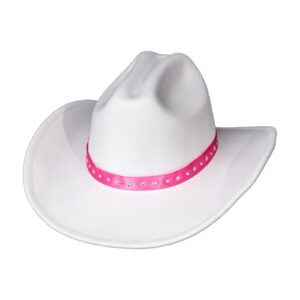 DAYONESHOP White Cowboy Hat Rhinestone Star Pink Cowgirl Hat Costume Accessories Party Favors Disco Women Men 2023