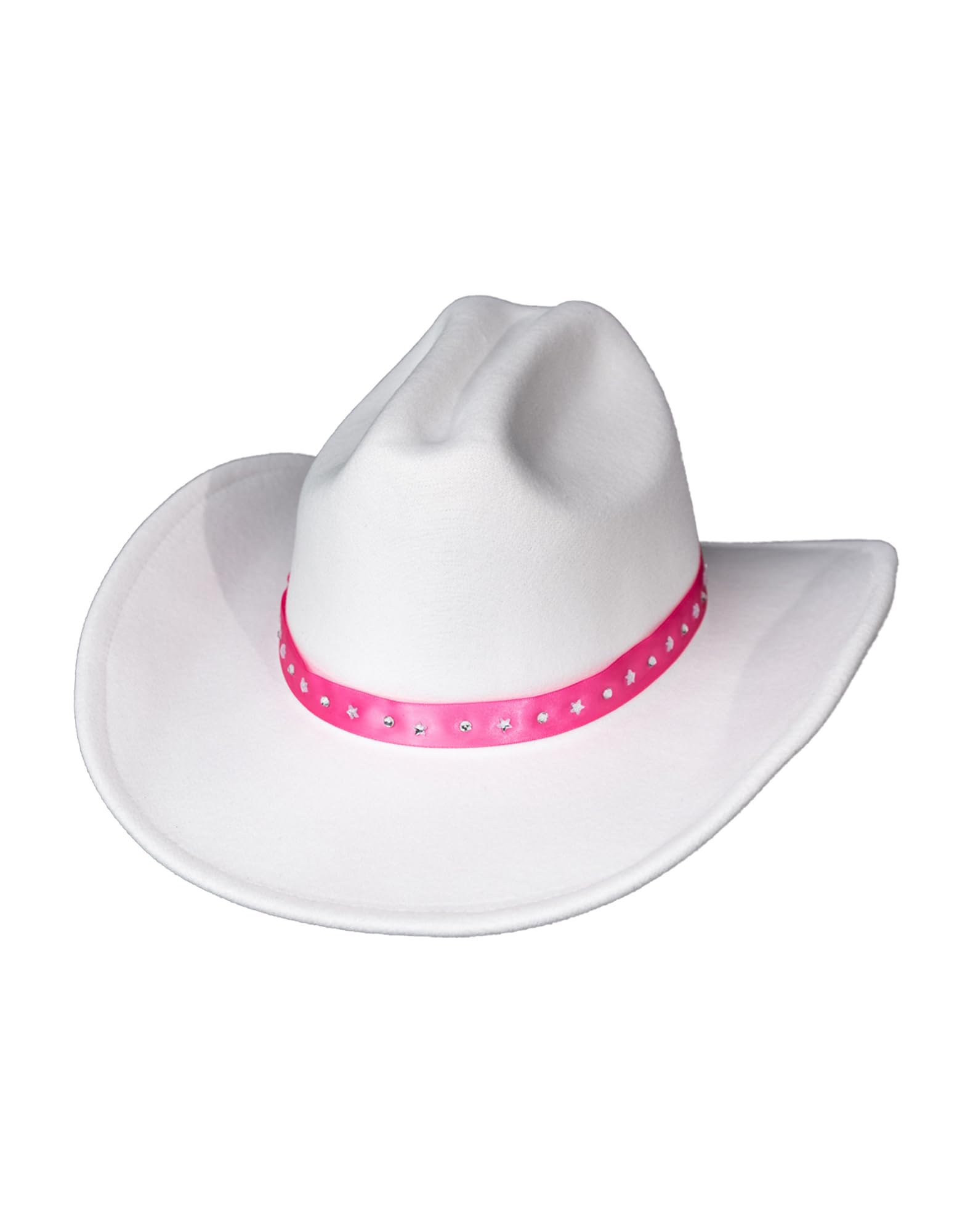 DAYONESHOP White Cowboy Hat Rhinestone Star Pink Cowgirl Hat Costume Accessories Party Favors Disco Women Men 2023