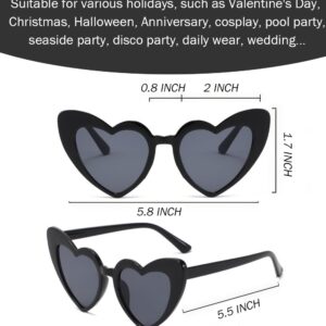 4 Pack Heart Shaped Sunglasses Trendy Cat Eye Love Heart Glasses Vintage Retro Heart Sunglasses for Women(Black)