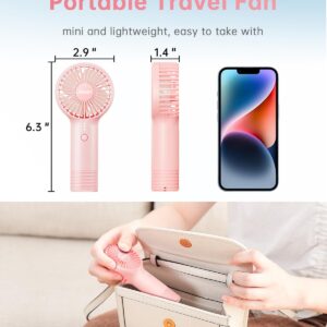 Aluan Handheld Fan Mini Fan Portable Hand Held Fan Rechargeable 4800mAh Battery Operated Fan with Power Bank Powerful 3 Speeds Small Personal Fan for Travel Makeup Kids Women Men, Pink