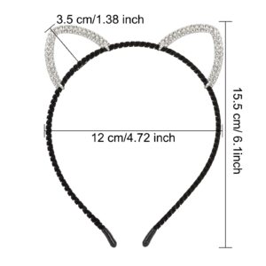 WHAVEL 3 Pcs Cat Ears Headband, Fabric & Rhinestone Cat Headband - Hair Accessories for Women, One Size Fits All, Perfect for Halloween, Cosplay, Party Supplies, Hair Styling, Costume Ball, Gift